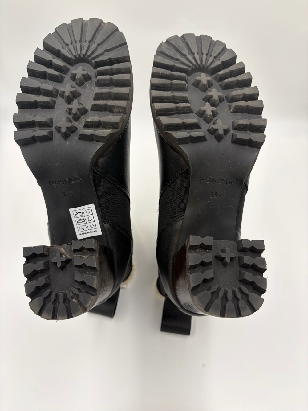 See By Chloé Shearling Lined Leather Chelsea Heeled Boot 38.5 like new - Picture 8 of 13